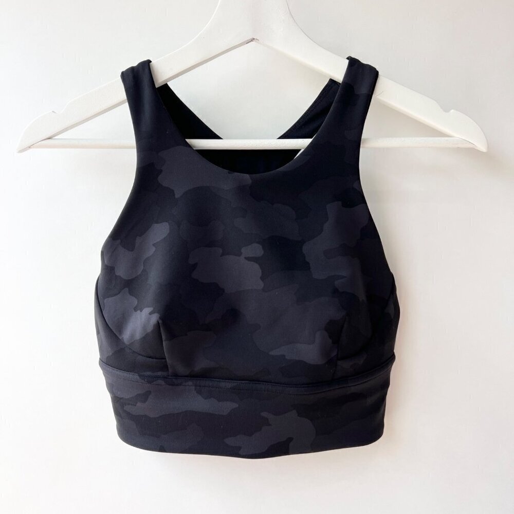 Lululemon Wunder Train Longline Bra, black Camo, Size 6 J199 - Picture 2 of 6